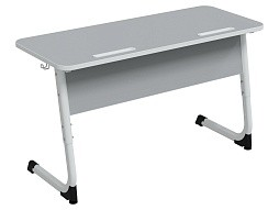 Стол 2-местный школьный 3-5 г/р "Альтер" с наклоном столешницы 0-15° (серый, м/к белый)