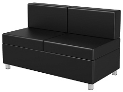 Диван 2-местный модульный на металлокаркасе 1200х610х425/720 мм 790.2-Ч (обивка - экокожа черный, м/к квадратная труба)