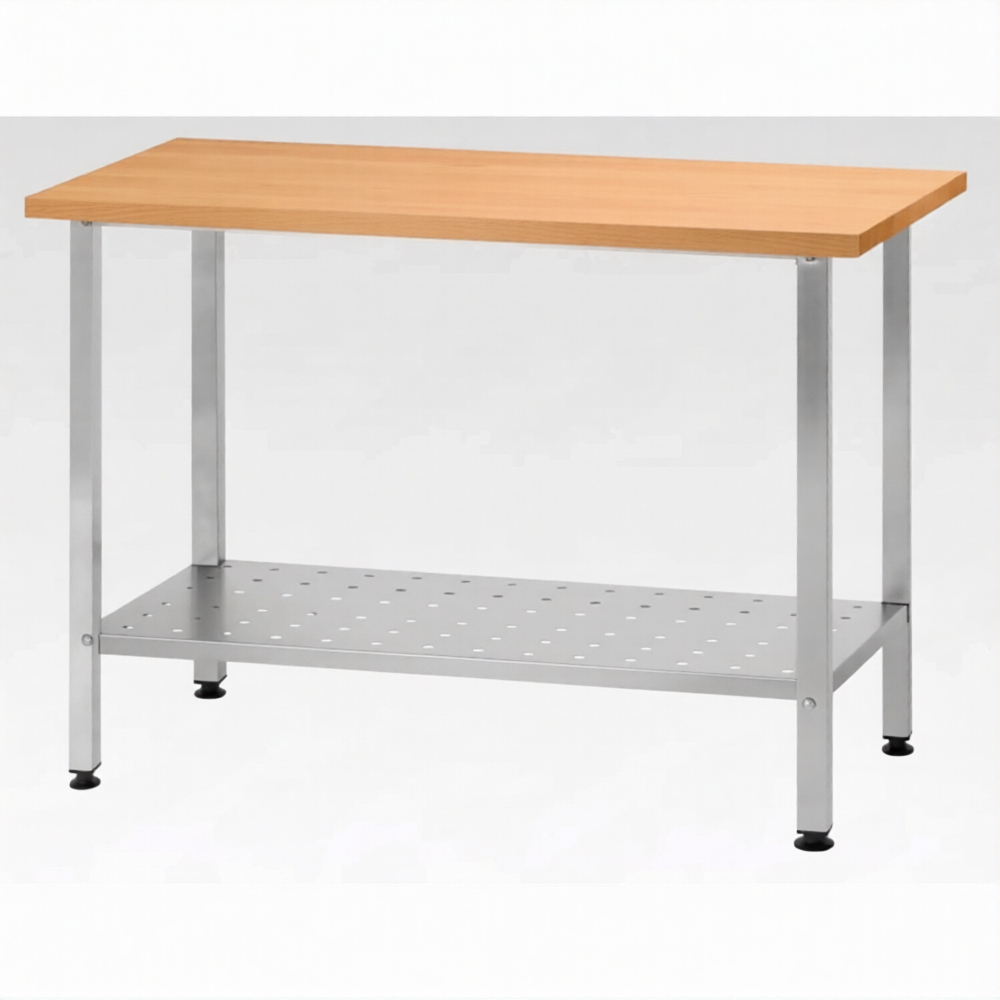 Стол кондитерский СПРн 860х1200х600 «Norma Ral» бук/40 (полка перф.; ножка проф., тр. 40)