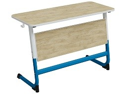 Стол 2-местный школьный 5-7 г/р "Логика" регулируемый (дуб "Бардолино", м/к белый/синий)