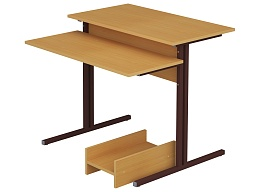 Стол для кабинета информатики компьютерный 1-местный школьный (бук, м/к коричневый, квадратная труба)