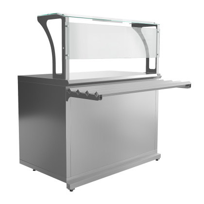 Прилавок нейтральный с верхней полкой Luxstahl ПНП (С) -1000 Premium (нерж.)