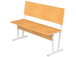 Скамья аудиторная двухместная 6 г/р (бук "Бавария", м/к серый, квадратная труба)