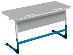 Стол 2-местный школьный 3-5 г/р "Нова" с наклоном столешницы 0-15° (серый, м/к белый/синий)
