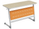 Стол 2-местный школьный 5-7 г/р "Логика" с перфорированным экраном (дуб "Бардолино"/оранжевый, м/к белый)