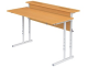 Стол с полкой и наклоном столешницы 0-35° школьный 2-местный 3-5 г/р регулируемый (бук, м/к серый, квадратная труба)