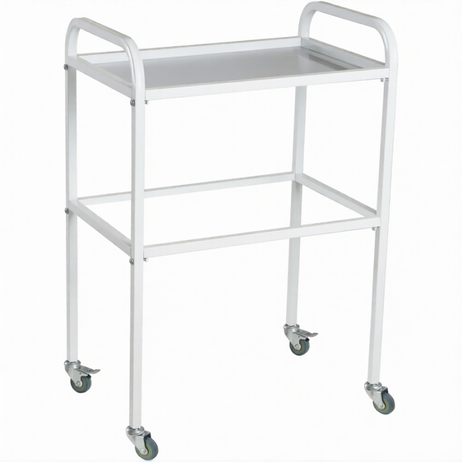 Стол медицинский инструментальный СМИ-02 (полки нерж., колёса серая резина)