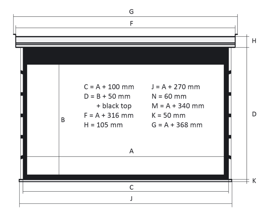Kauber Blue Label Tensioned BT Cinema 122" 16:9 152x270 дроп 50 см. Clear Vision