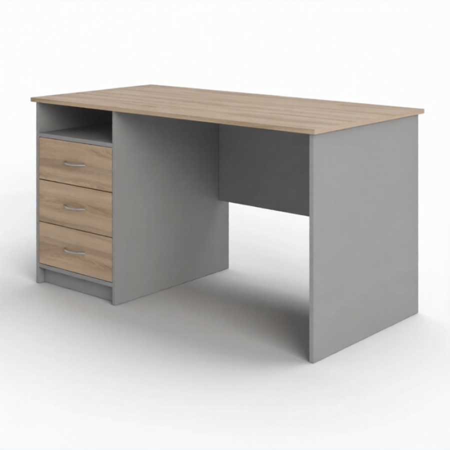 Стол рабочий СрТ-13 (1600х700х750) с тумбой (корпус ЛДСП серый, столешница ЛДСП дуб вотан)