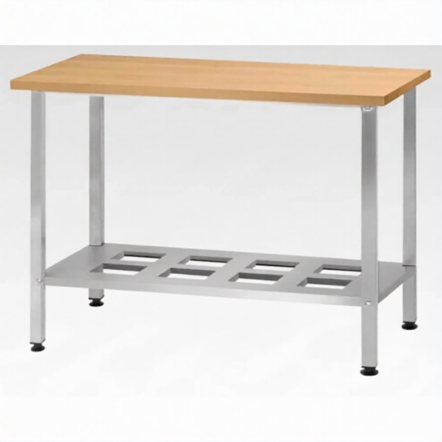 Стол кондитерский СПРн 860х1500х600 «Norma Ral» бук/40 (полка-решетка; ножка проф., тр. 40х40)