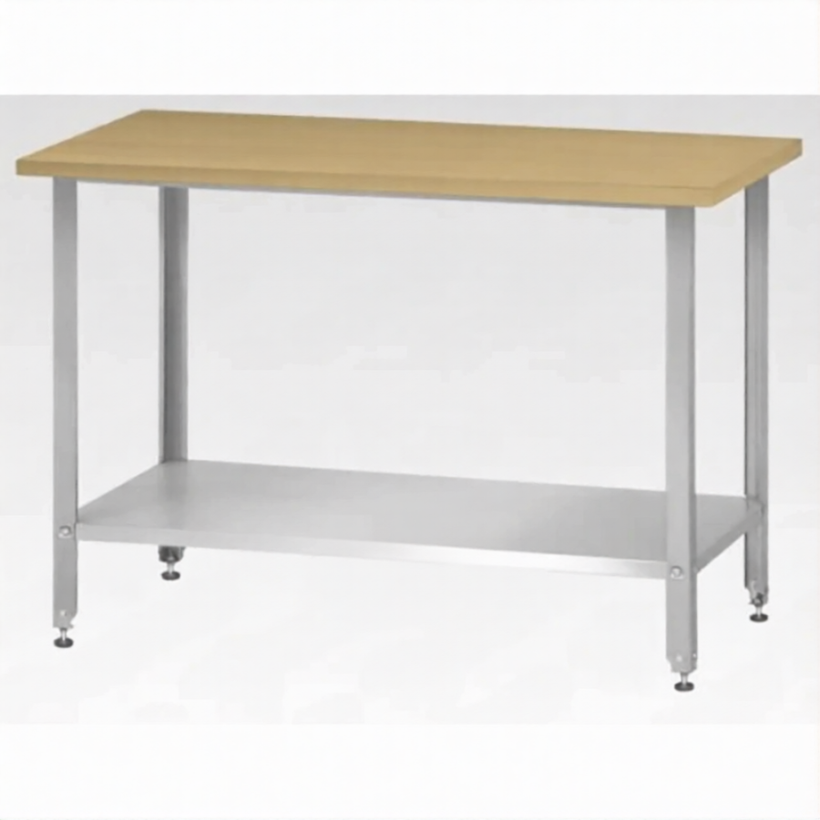 Стол кондитерский СПРн 860х1500х700 «Norma Zn» бук/40 (полка сплошная, ножка угловая)