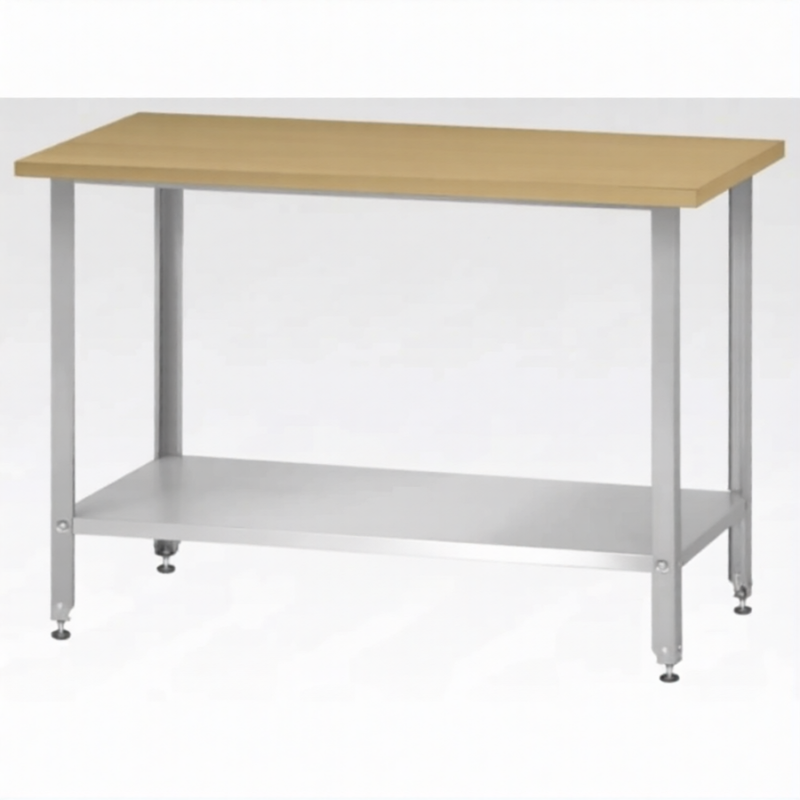 Стол кондитерский СПРн 860х1500х800 «Norma Inox» бук/40 (полка сплошная, ножка угловая)