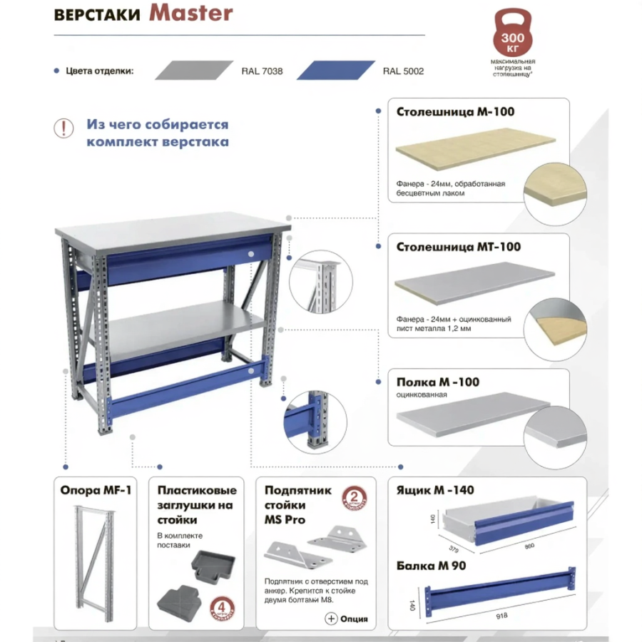 Верстак MASTER M100.MF1.MF1.301