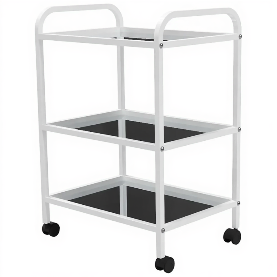 Столик медицинский инструментальный СМИ-03 (полки стекло, колёса серая резина)